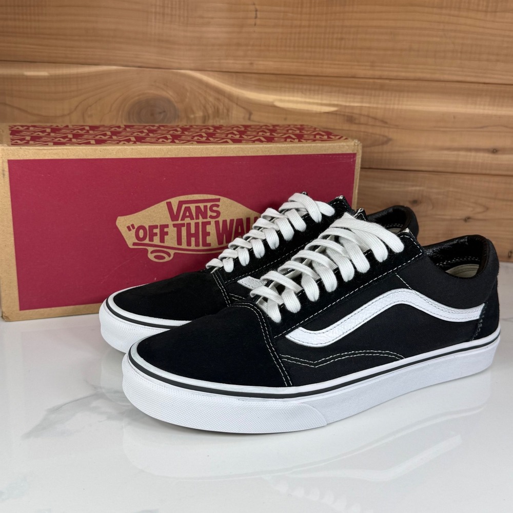 Vans Old Skool Black White Suede Canvas Skate Shoes Mens 9 Womens 10.5 Unissex